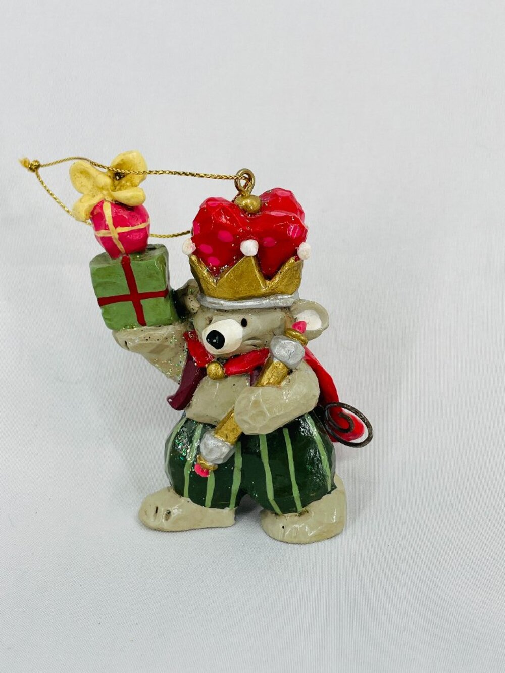 Kurt Adler's Christmas Mouse King Ornament with Present and Scepter